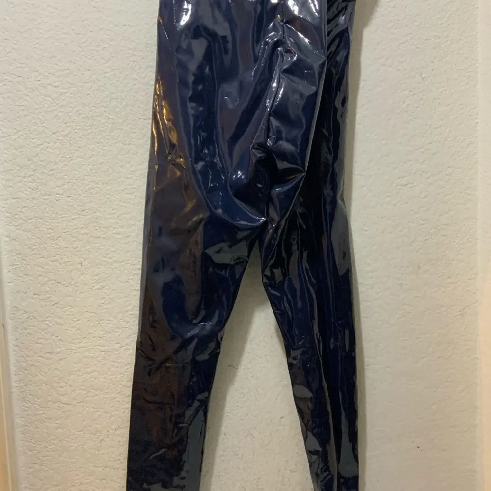 Commando Classic Faux Patent Leather Leggings High Rise Blue Pants Women’s Sz S